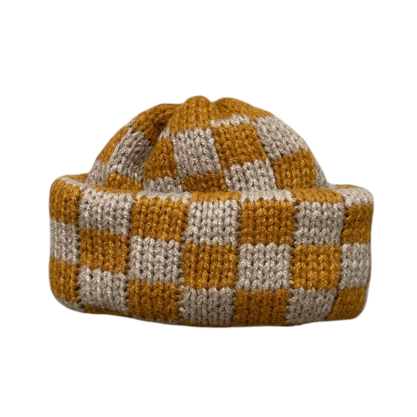 BURNT YELLOW/TAN Checkered Beanie