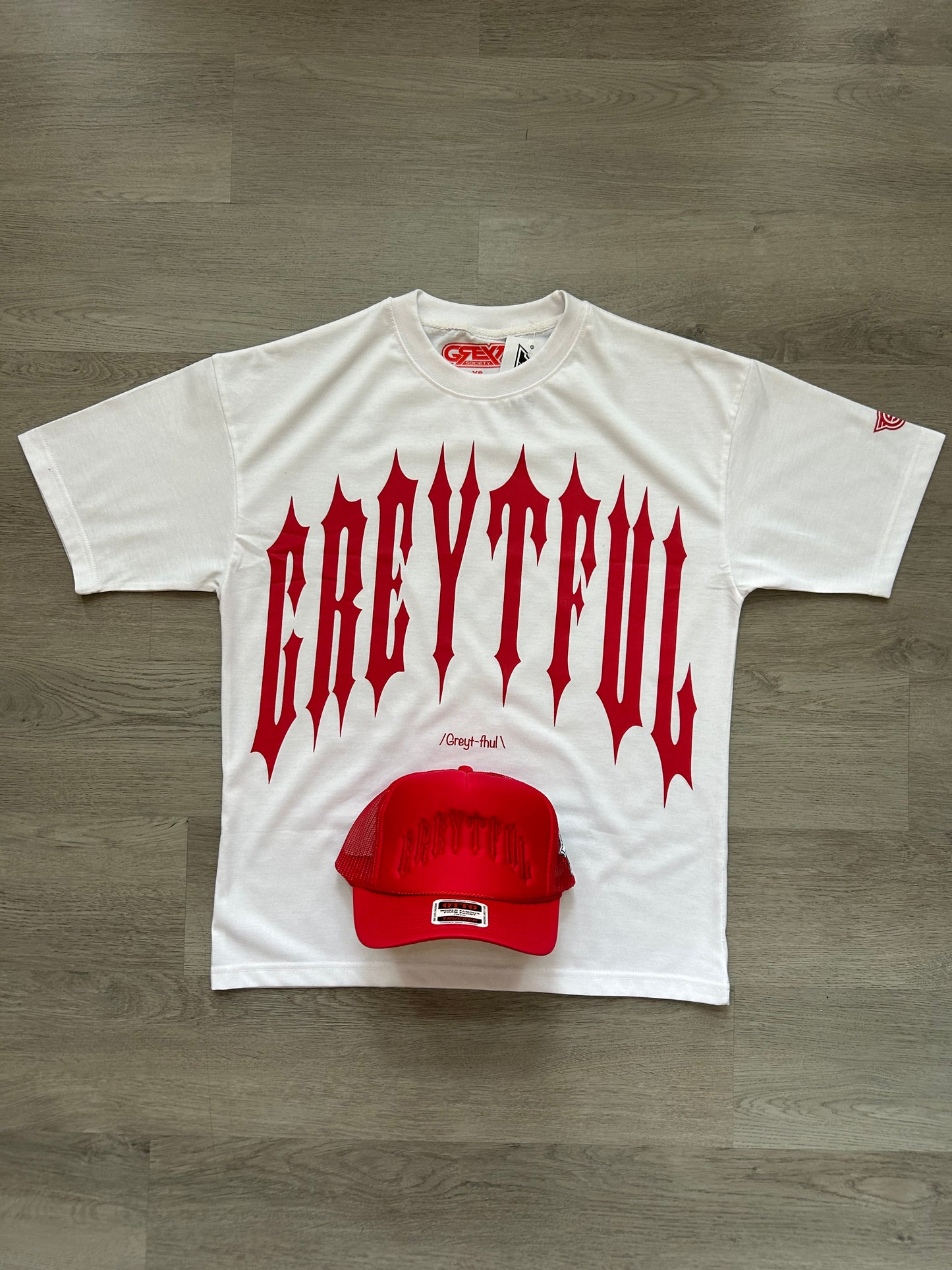 GREYTFUL - WHITE/RED TEE