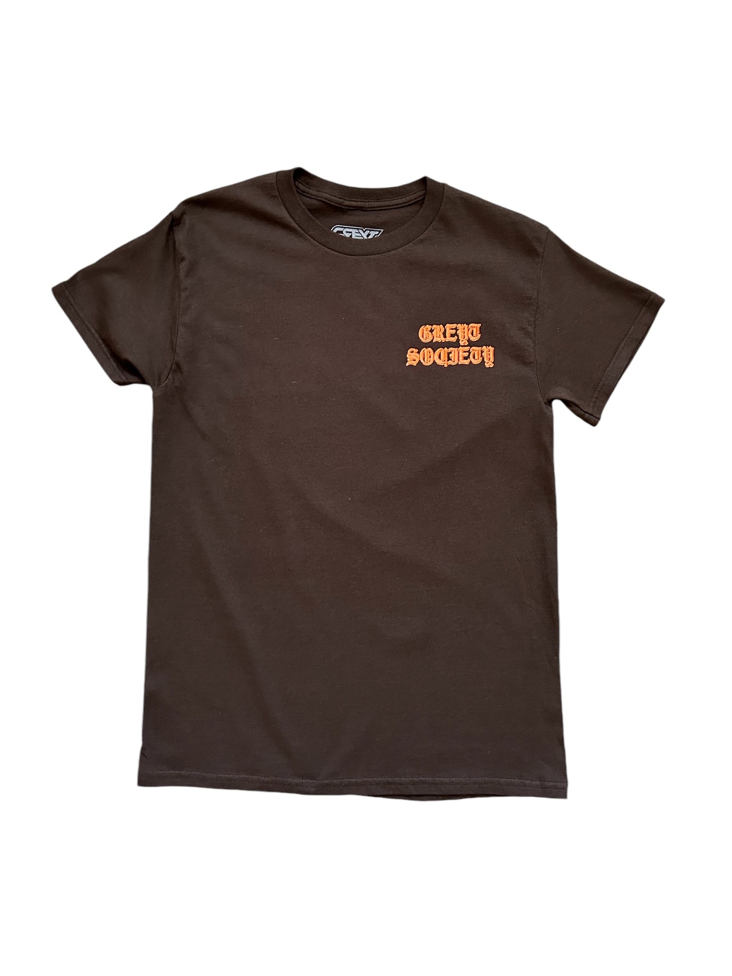 Brown & Orange OLD ENGLISH GREYT SOCIETY TEE