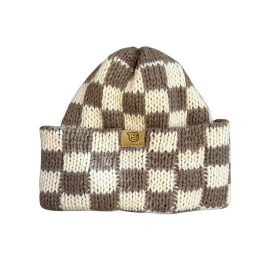 Tan/Beige Checkered Beanie