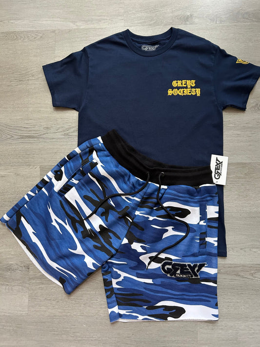 Navy & Yellow OLD ENGLISH GREYT SOCIETY TEE