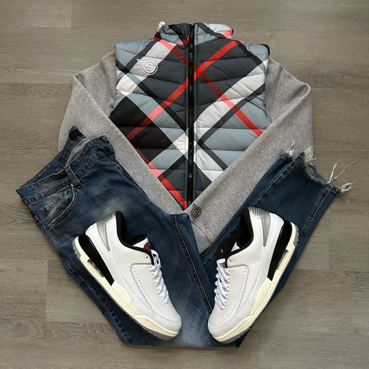 Grey Plaid Vest - Classic Logo Bubble Vest
