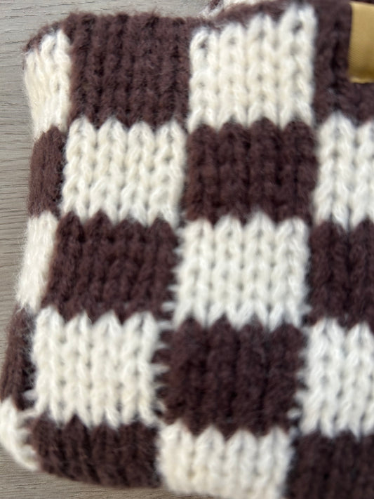 Brown Checkered Beanie