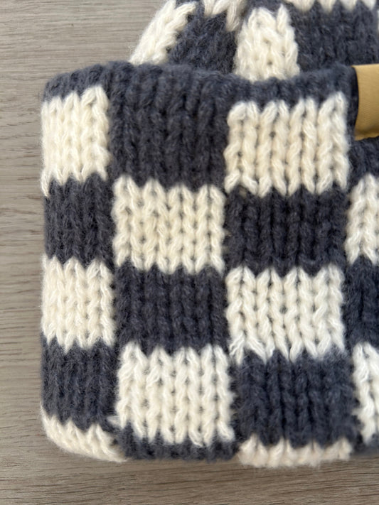 Slate Grey Checkered Beanie