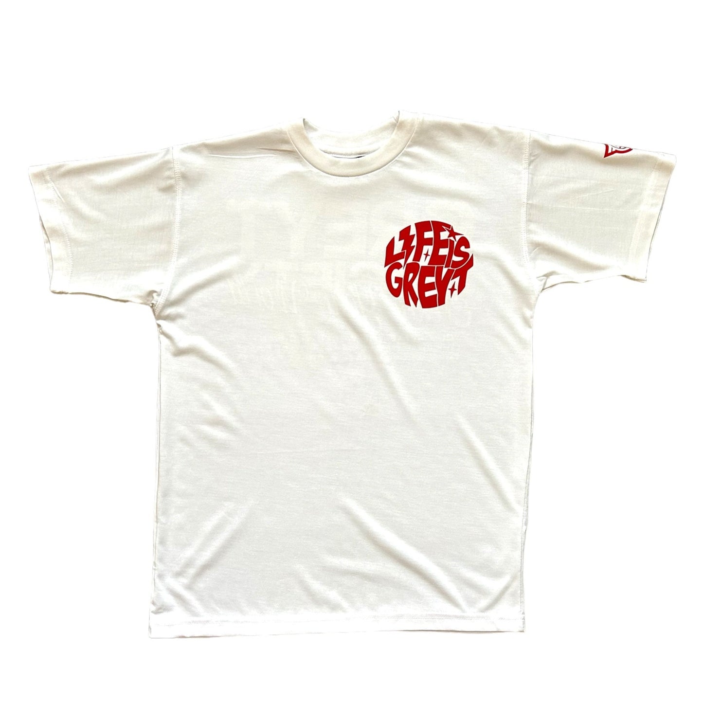 LIFE IS GREYT & MEANING Tee - White/Red