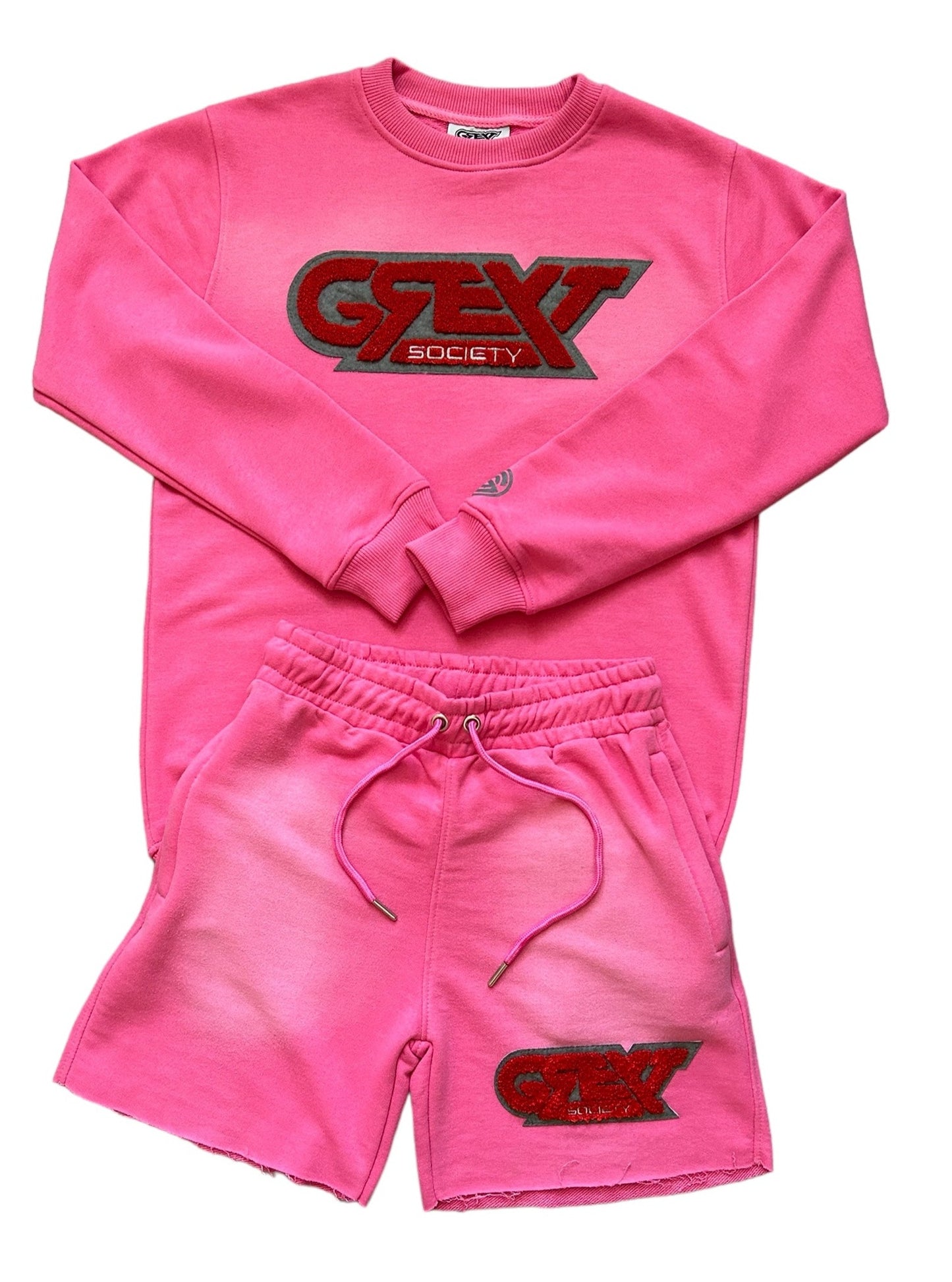 GREYT PINK SIGNATURE LOGO SHORTS