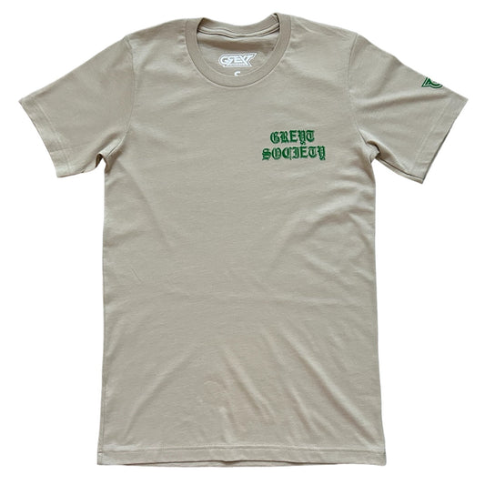 Tan & Green OLD ENGLISH GREYT SOCIETY TEE