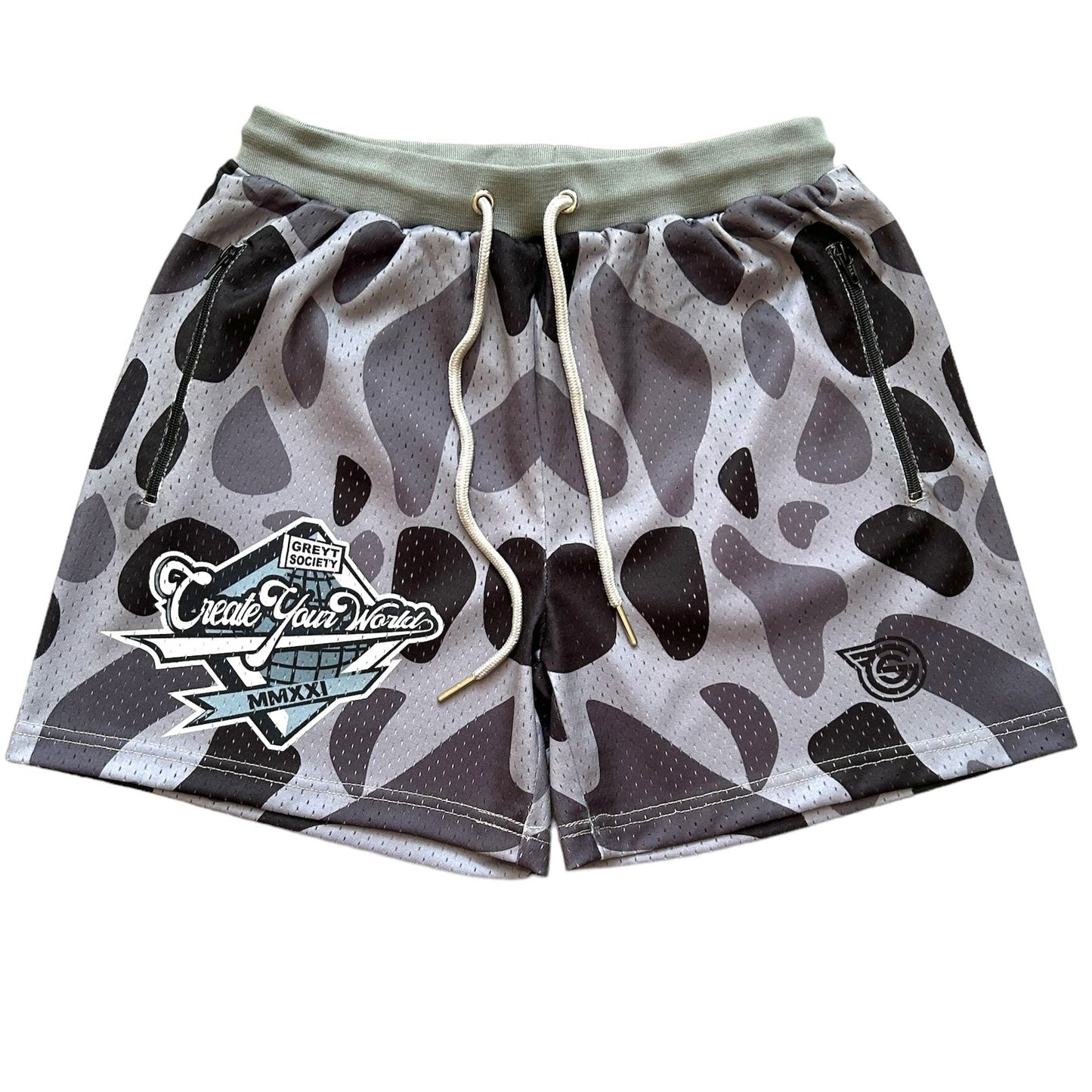 GREY - Create Your World Camo Shorts