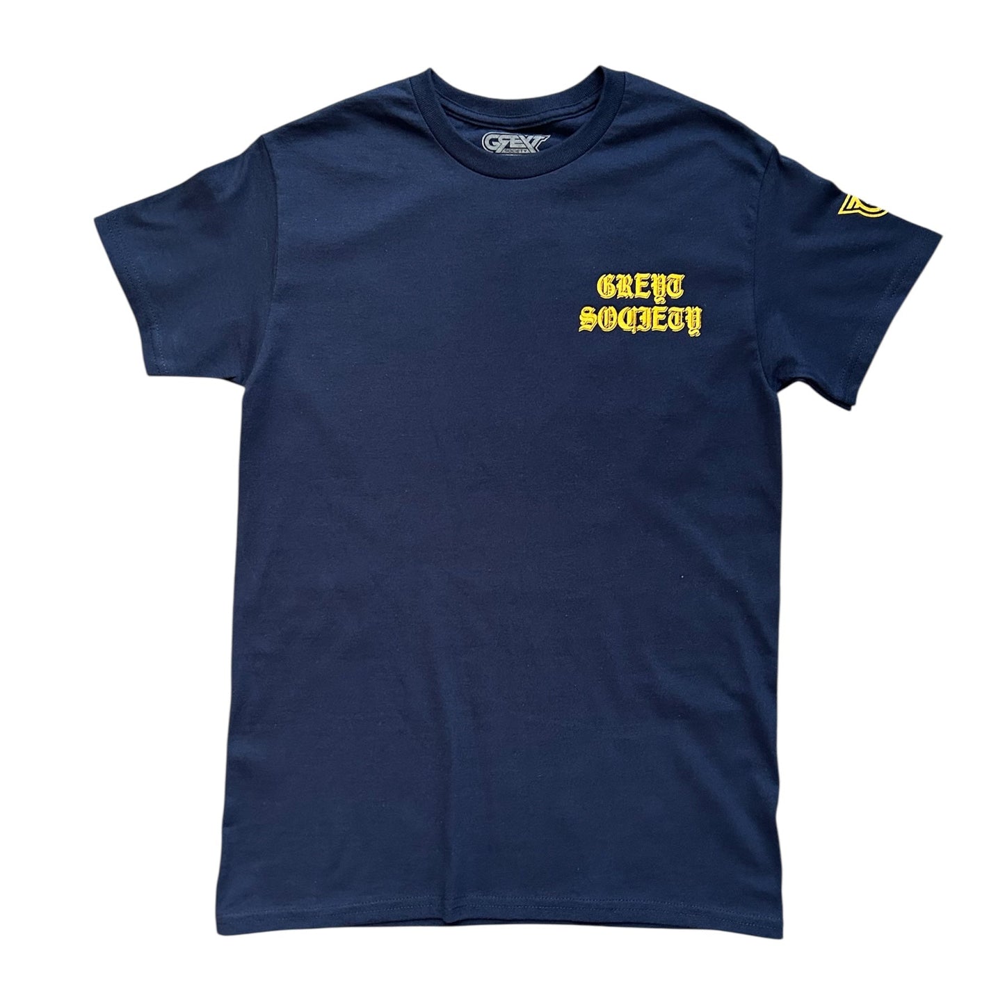 Navy & Yellow OLD ENGLISH GREYT SOCIETY TEE