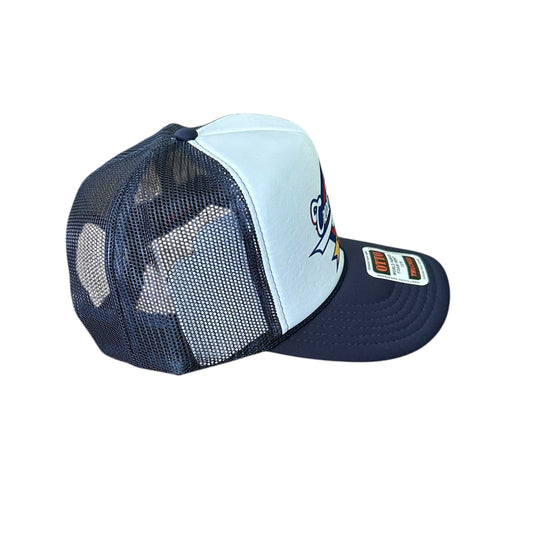 Navy & White CREATE YOUR WORLD LOGO TRUCKER CYW