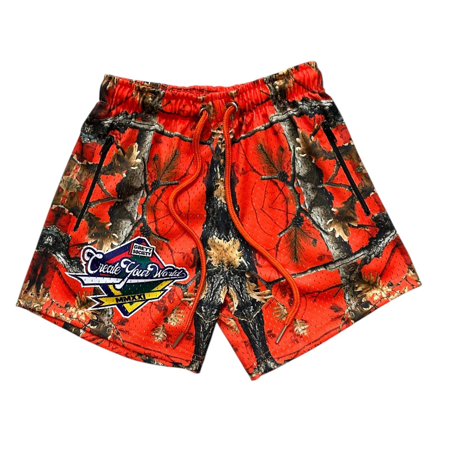 KIDS ORANGE REAL TREE CAMO SHORTS NTTT