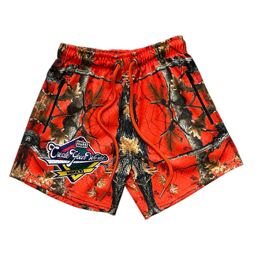 KIDS ORANGE REAL TREE CAMO SHORTS NTTT