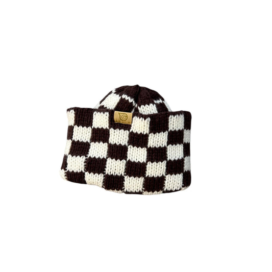 Brown Checkered Beanie
